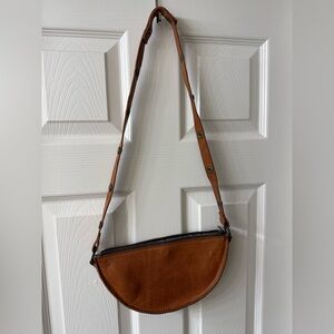 Brown Leather Lyons Leather Bee Crossbody Bag